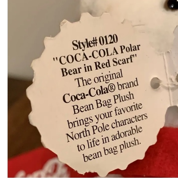 Vintage 1998 Coca-Cola Bean Bag Plush Polar Bear With Red Scarf Collectible Tags - Picture 9 of 12